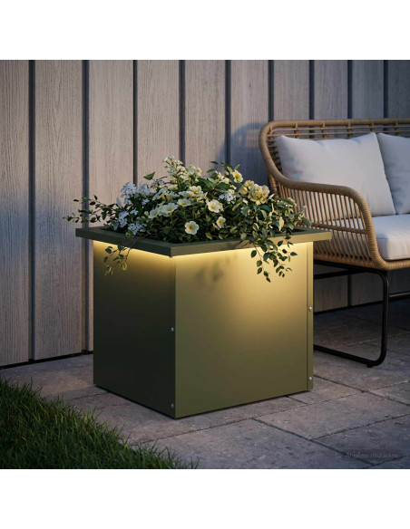 Fioriera da giardino con LED Verde Oliva 30 x 40 x 30 cm