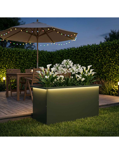 Fioriera da giardino con LED Verde Oliva 40 x 80 x 40 cm