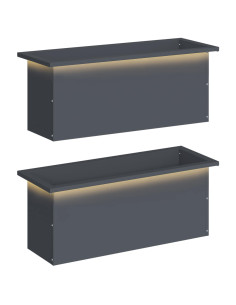 Fioriera da giardino con LED 2 pz Antracite 30 x 80 x 30 cm