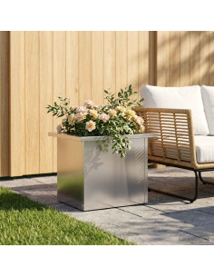 Fioriera da giardino con LED Argento 30 x 40 x 30 cm