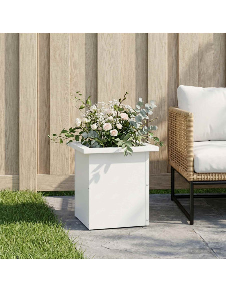 Fioriera da giardino con LED Bianco 30 x 30 x 30 cm Acciaio