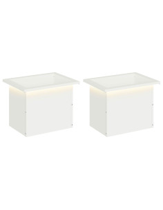 Fioriera da giardino con LED 2 pz Bianco 30 x 40 x 30 cm