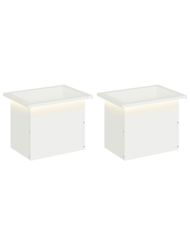 Fioriera da giardino con LED 2 pz Bianco 30 x 40 x 30 cm