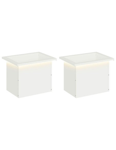 Fioriera da giardino con LED 2 pz Bianco 30 x 40 x 30 cm