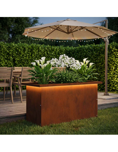 Fioriera da giardino con LED Ruggine 30 x 60 x 30 cm