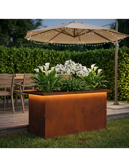 Fioriera da giardino con LED Ruggine 30 x 60 x 30 cm