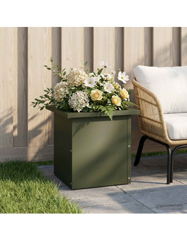 Fioriera da giardino con LED Verde Oliva 30 x 30 x 30 cm