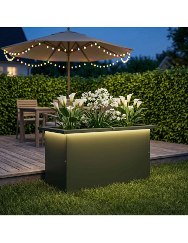 Fioriera da giardino con LED Verde Oliva 30 x 60 x 30 cm