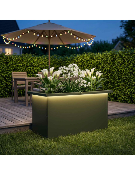 Fioriera da giardino con LED Verde Oliva 30 x 60 x 30 cm