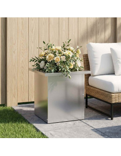 Fioriera da giardino con LED Argento 30 x 30 x 30 cm