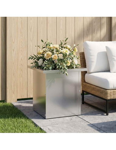 Fioriera da giardino con LED Argento 30 x 30 x 30 cm