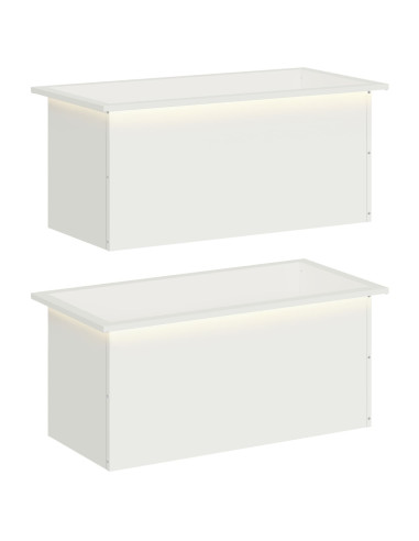 Fioriera da giardino con LED 2 pz Bianco 40 x 80 x 40 cm