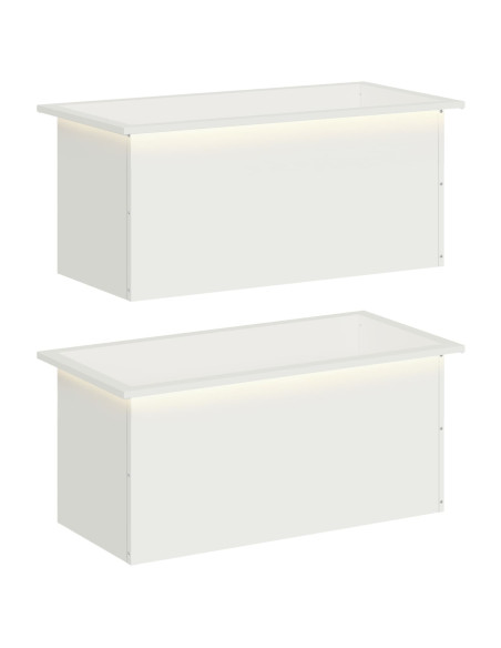 Fioriera da giardino con LED 2 pz Bianco 40 x 80 x 40 cm