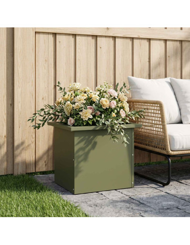 Fioriera da giardino con LED Verde Oliva 30 x 40 x 30 cm