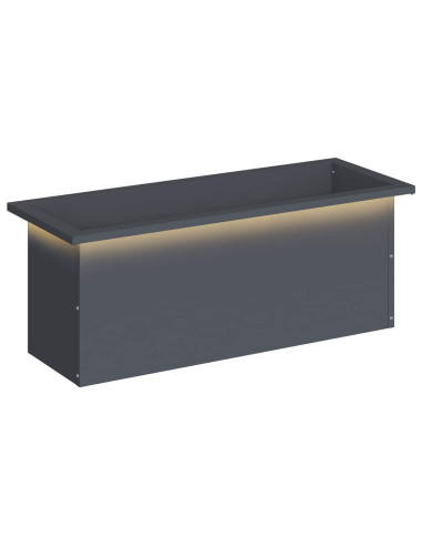 Fioriera da giardino con LED Antracite 30 x 80 x 30 cm Acciaio
