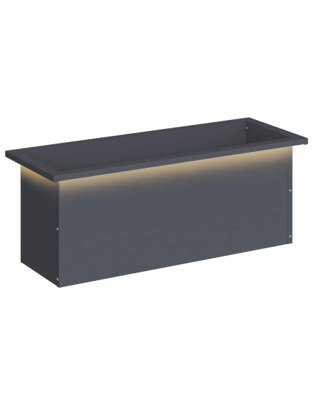 Fioriera da giardino con LED Antracite 30 x 80 x 30 cm Acciaio