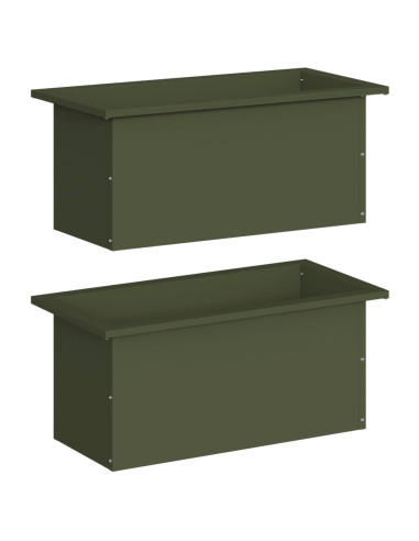Fioriera da giardino con LED 2 pz Verde Oliva 30 x 60 x 30 cm