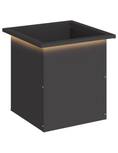 Fioriera da giardino con LED Nero 40 x 40 x 40 cm Acciaio 2