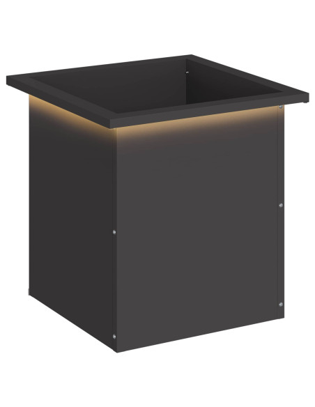 Fioriera da giardino con LED Nero 40 x 40 x 40 cm Acciaio
