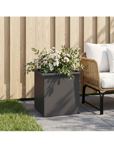 Fioriera da giardino con LED Nero 40 x 40 x 40 cm Acciaio