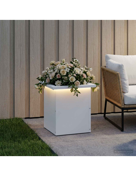 Fioriera da giardino con LED Bianco 30 x 30 x 30 cm Acciaio