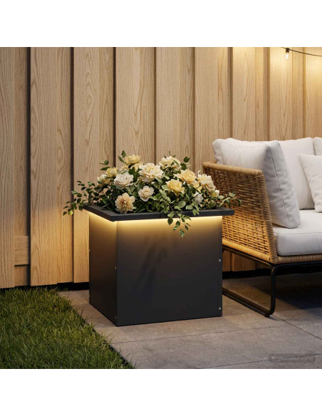 Fioriera da giardino con LED Antracite 30 x 40 x 30 cm Acciaio