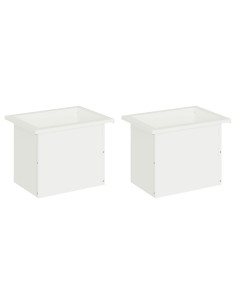 Fioriera da giardino con LED 2 pz Bianco 30 x 40 x 30 cm 2