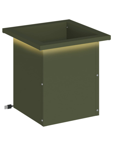 Fioriera da giardino con LED Verde Oliva 30 x 30 x 30 cm