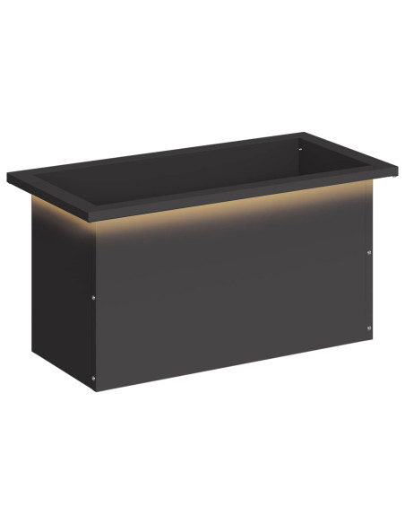 Fioriera da giardino con LED Nero 30 x 60 x 30 cm Acciaio
