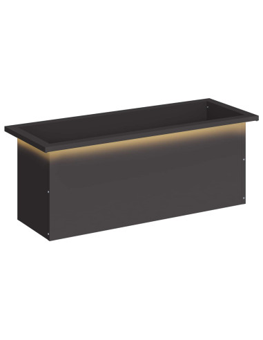 Fioriera da giardino con LED Nero 30 x 80 x 30 cm Acciaio