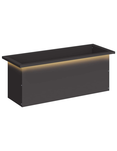Fioriera da giardino con LED Nero 30 x 80 x 30 cm Acciaio