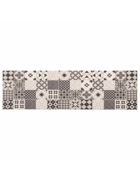 Tappeto da Cucina Mosaico grigio 150 x 45 cm 100% Poliammide
