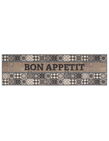 Tappeto da Cucina Grigio buon appetito 180 x 60 cm