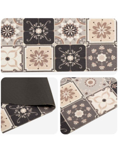 Tappeto da Cucina Mosaico grigio e beige 150 x 45 cm 2