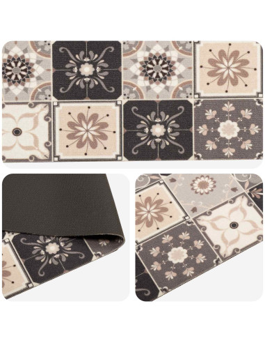 Tappeto da Cucina Mosaico grigio e beige 150 x 45 cm