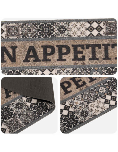 Tappeto da Cucina Grigio buon appetito 150 x 45 cm