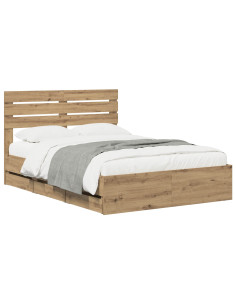 Bed Frame with Storage and Headboard Artisan Oak 160 x 200 cm