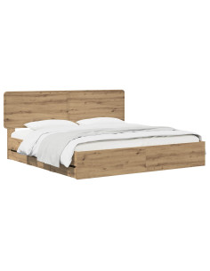 Bed Frame with Storage and Headboard Artisan Oak 180 x 200 cm