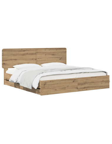 Bed Frame with Storage and Headboard Artisan Oak 180 x 200 cm