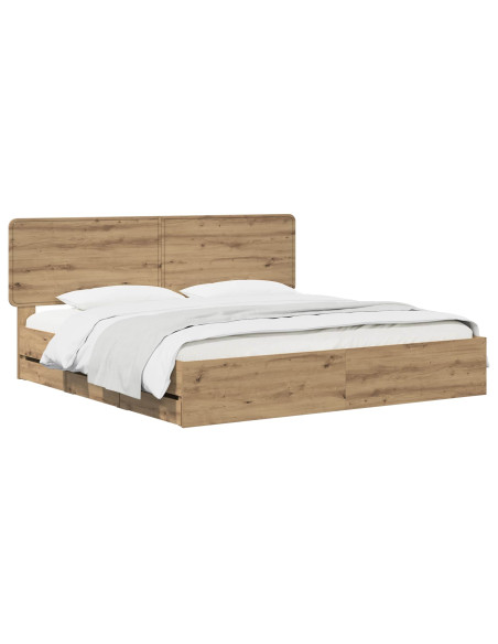 Bed Frame with Storage and Headboard Artisan Oak 180 x 200 cm