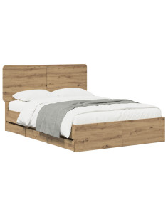 Bed Frame with Storage and Headboard Artisan Oak 120 x 200 cm