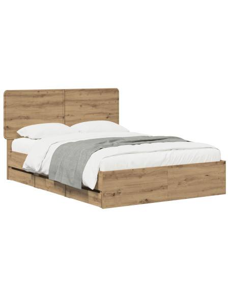 Bed Frame with Storage and Headboard Artisan Oak 120 x 200 cm