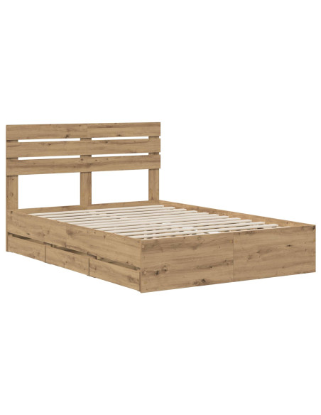Bed Frame with Storage and Headboard Artisan Oak 120 x 200 cm