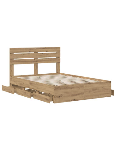 Bed Frame with Storage and Headboard Artisan Oak 120 x 200 cm