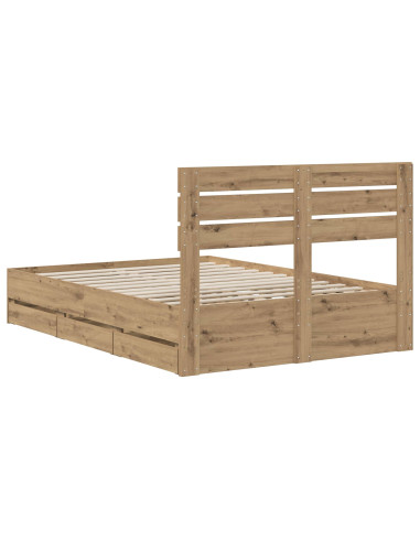 Bed Frame with Storage and Headboard Artisan Oak 120 x 200 cm