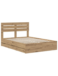Bed Frame with Storage and Headboard Artisan Oak 160 x 200 cm 2