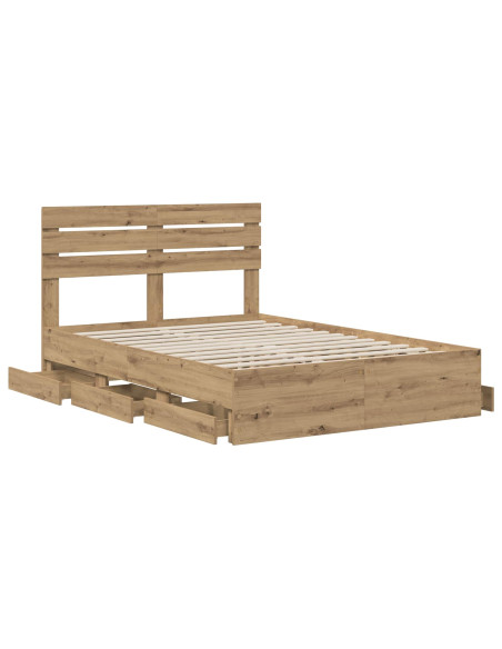 Bed Frame with Storage and Headboard Artisan Oak 160 x 200 cm