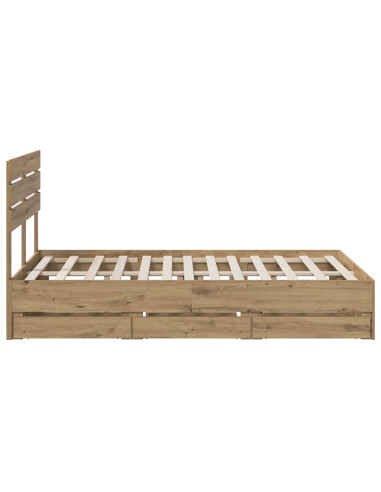 Bed Frame with Storage and Headboard Artisan Oak 160 x 200 cm