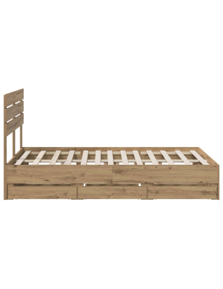 Bed Frame with Storage and Headboard Artisan Oak 160 x 200 cm