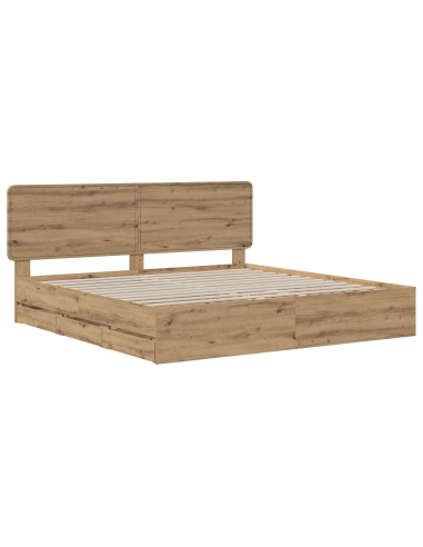 Bed Frame with Storage and Headboard Artisan Oak 180 x 200 cm